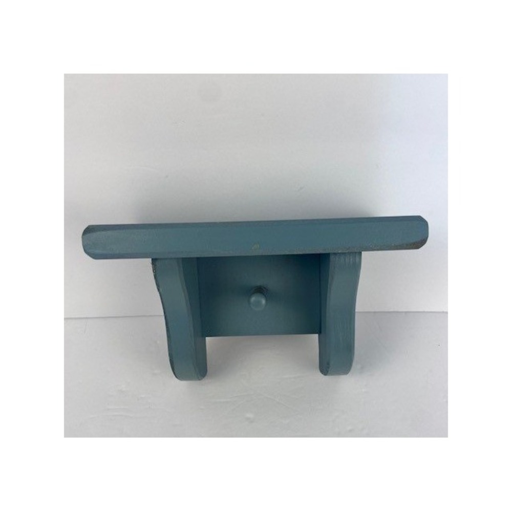 Rustic Mini Blue Wooden Wall Shelf with Peg Hook Farmhouse Floating Rack 8 Inch